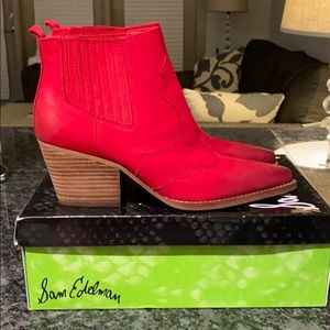 Sam Edelman red Winona Bootie NEW, never worn 8.5